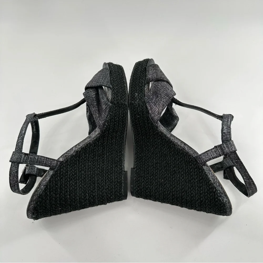 White House Black market sandals size 8.5 silver denim platform espadrilles